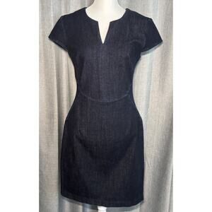 Banana Republic Dark Denim stretch knee length Dress capped sleeves size 2